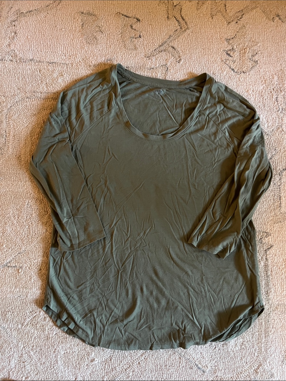 a.n.a Olive Scoop Neck Long Sleeve Top
